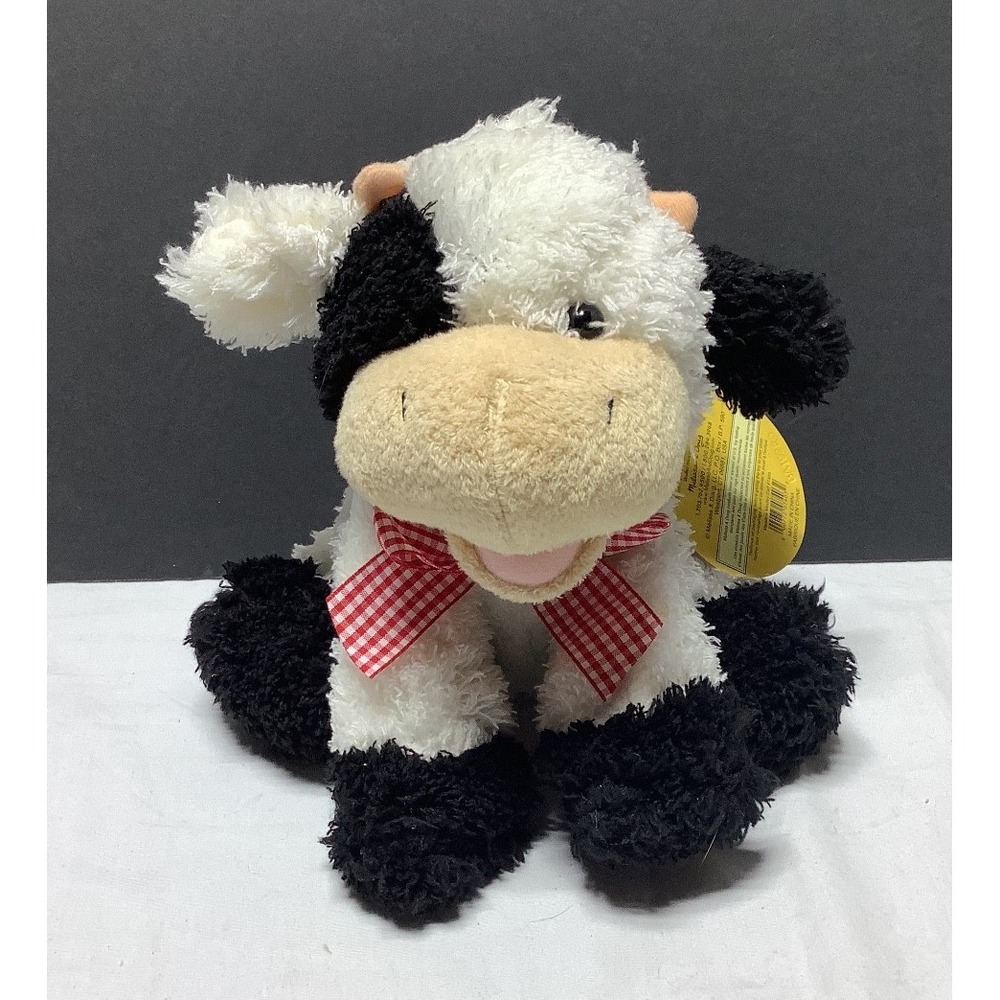 NWT Melissa & Doug Meadow Medley Calf Cow Black and White Fuzzy Stuffed Plush 8"